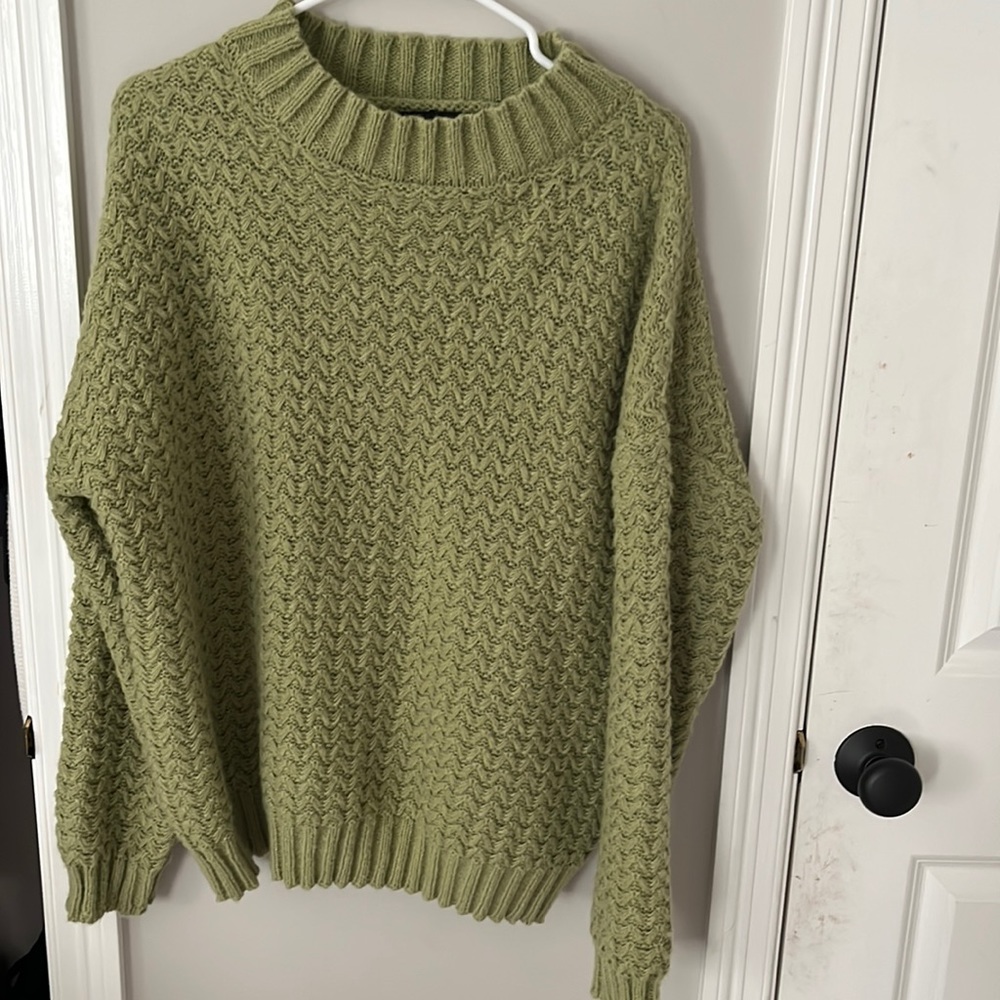 green oversized sweater